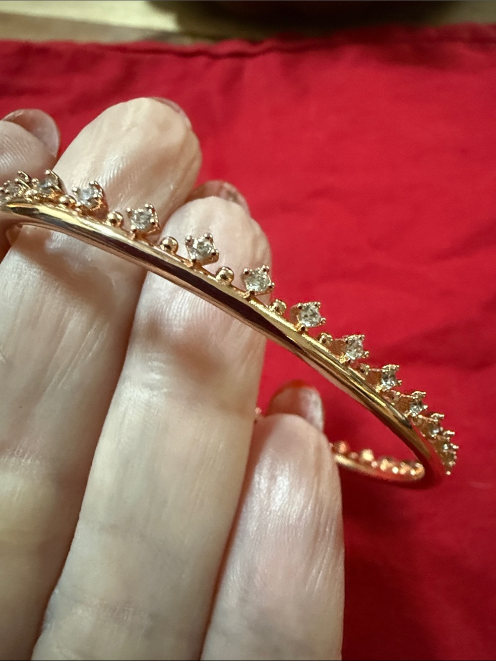Kendra Scott Rose Gold Crystal Open Cuff Bracelet - Picture 2 of 5